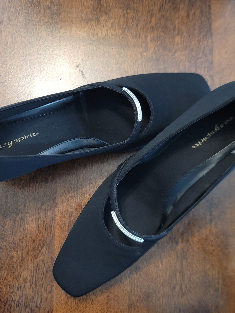 Easy Spirit Black Peep-Toe Heels with Strap - Picture 2 of 2